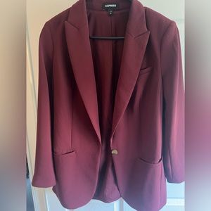 One button peak lapel boyfriend blazer - M